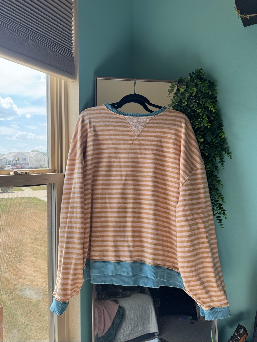 Free People Striped Crew Sweatshirt